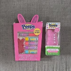 Peeps Six Pack Lip Set and Peeps Bath Bomb Combo, Both New.